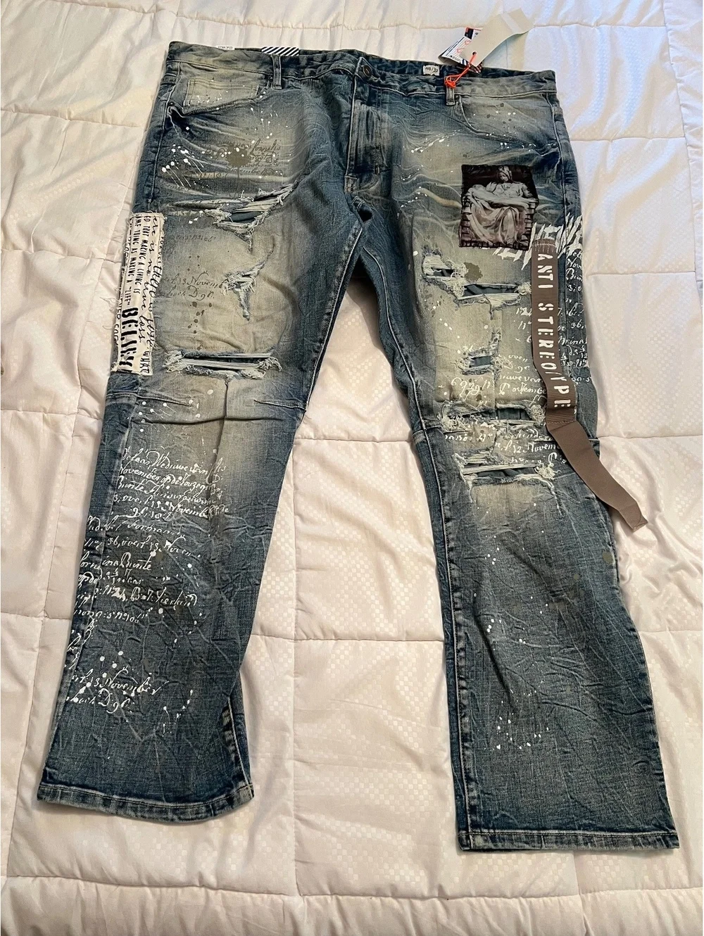 NEW Y2K Smoke Rise 48”x32” distressed jeans graffiti writing